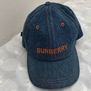 Burberry Denim Cap with Orange Logo
